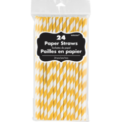 Amscan Party Supplies Paper Straws Yellow 24 Pack