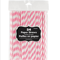 Amscan Party Supplies Paper Straws Pink 24 Pack