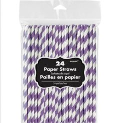 Amscan Party Supplies Paper Straws Purple 24 Pack
